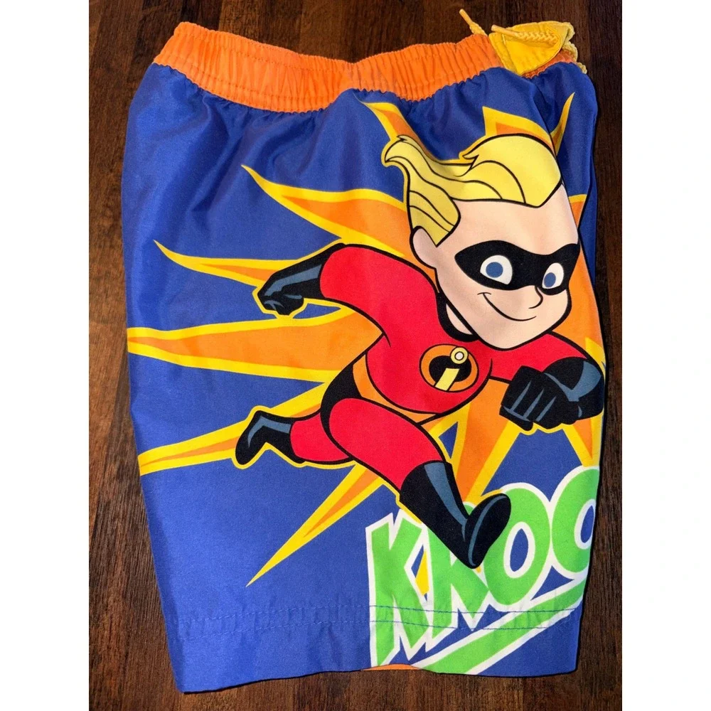 Disney‎ Pixar The Incredibles Dash Swim Trunks Boys XXS Blue Orange Board Shorts